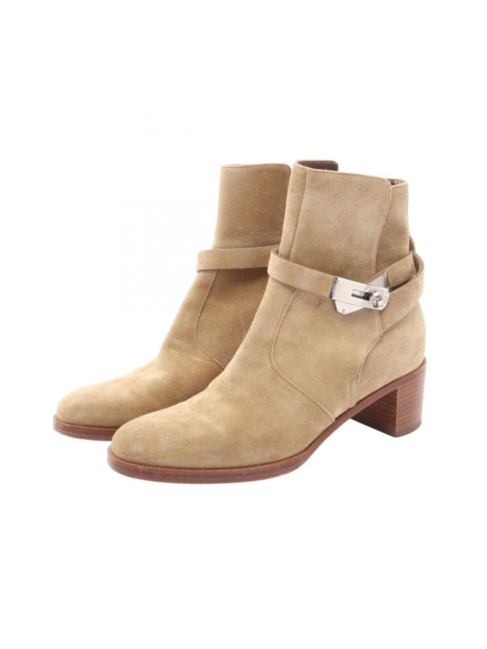 Hermes Boots Kelly French 50 Short Beige Suede